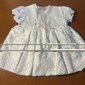 Vtg Richwood Babywear White Lace Dress Size 6-12 Months Made In Britain
